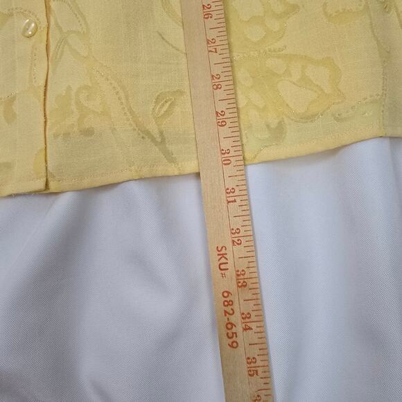 Alfred Dunner Yellow Burnout Sheer Sparkly Butterfly Cottage Core Shirt  24W - Picture 8 of 12